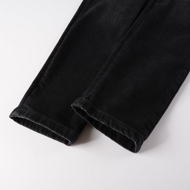 Amiri jeans 22 black with leather patch