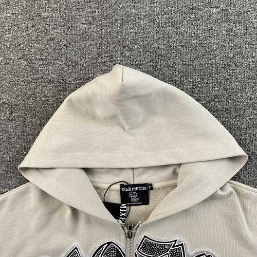 Mixed Emotions Last Ride Rhinestone Hoodie Grey