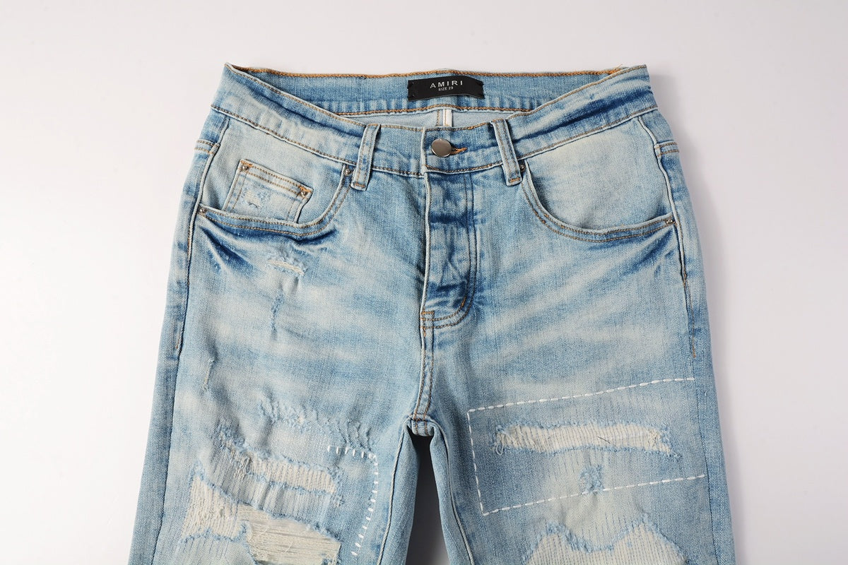 Amiri jeans light blue black amiri logo