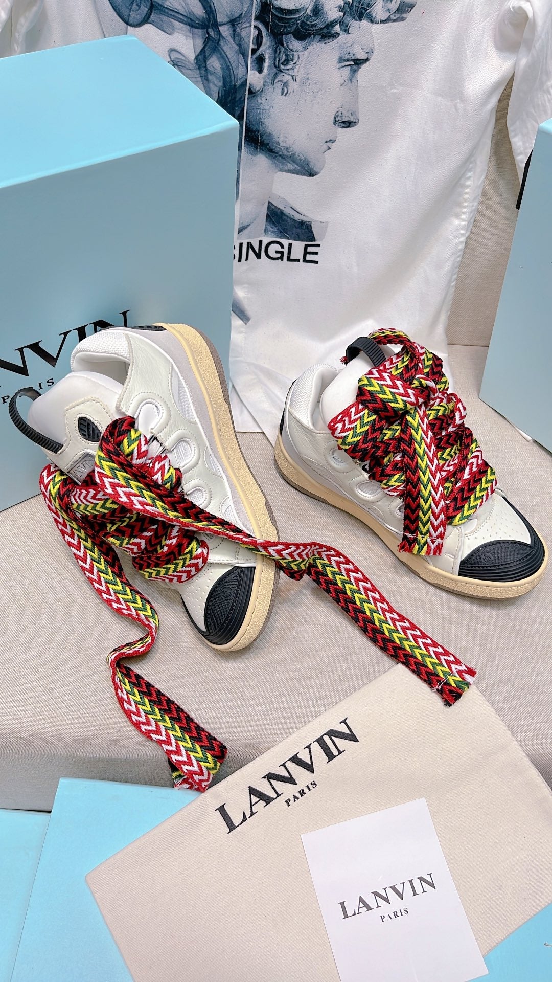 Lanvins curb sneakers colorful laces