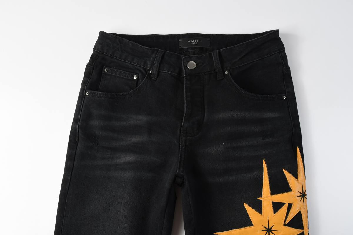 Amiri jeans black with yellow star  patch
