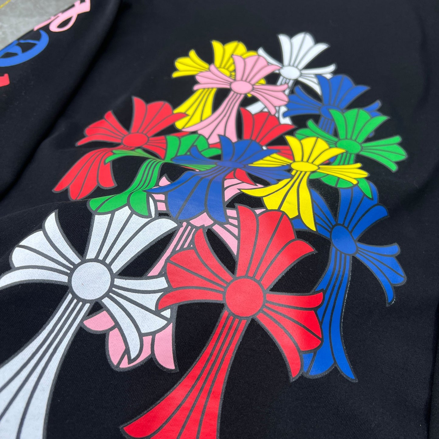 chrome hearts longsleave with colorful hearts black