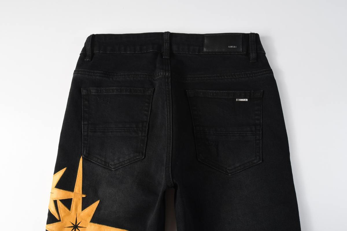 Amiri jeans black with yellow star  patch