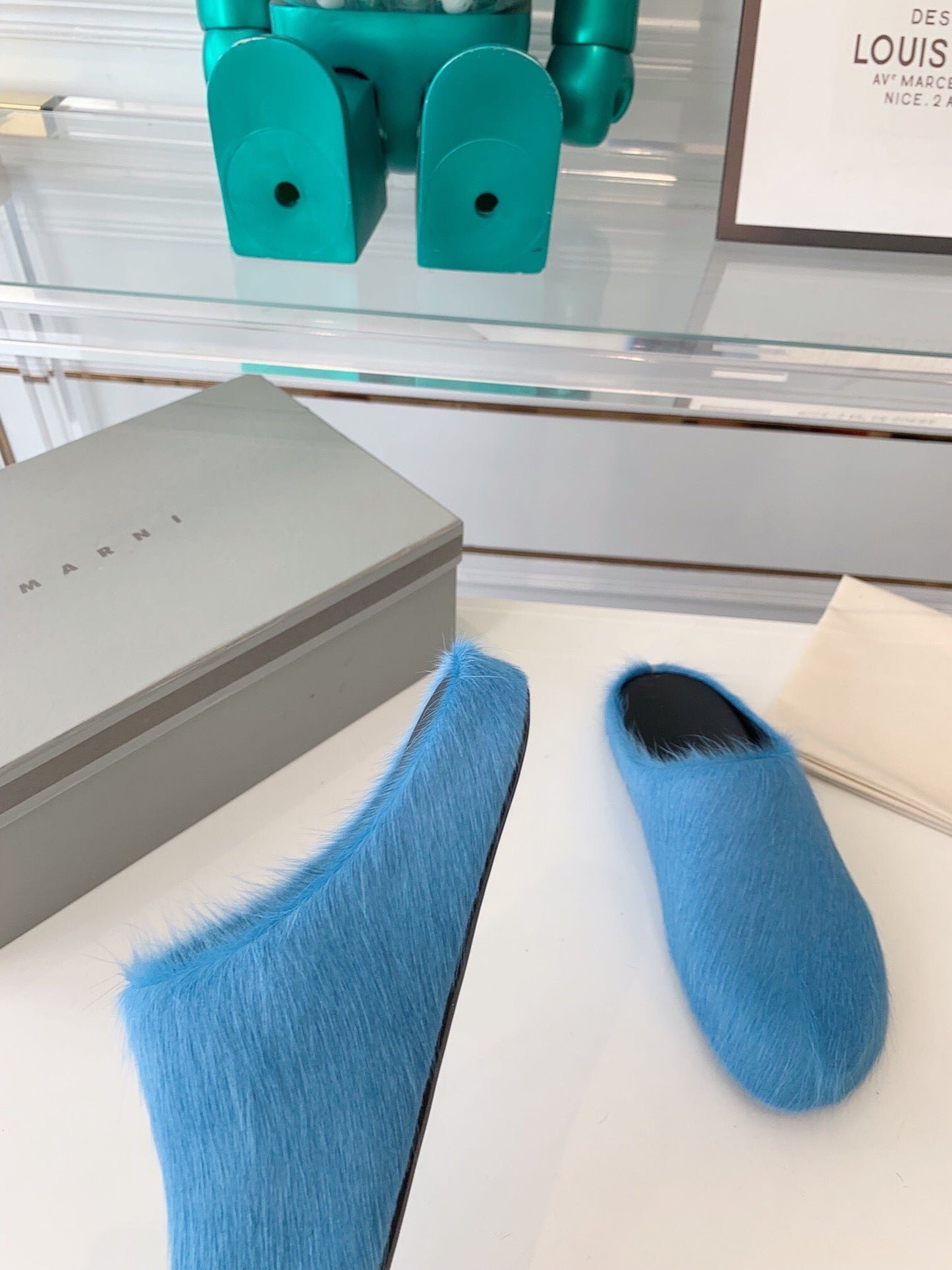 Marni slides loafers light blue