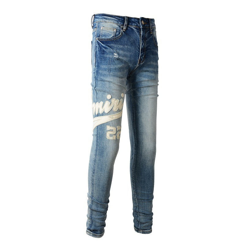 Amiri jeans beige with cream patch