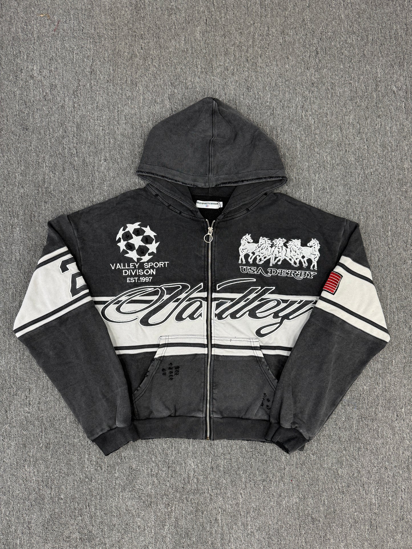Vale Forever BLACK CURSIVE ZIP UP HOODIE