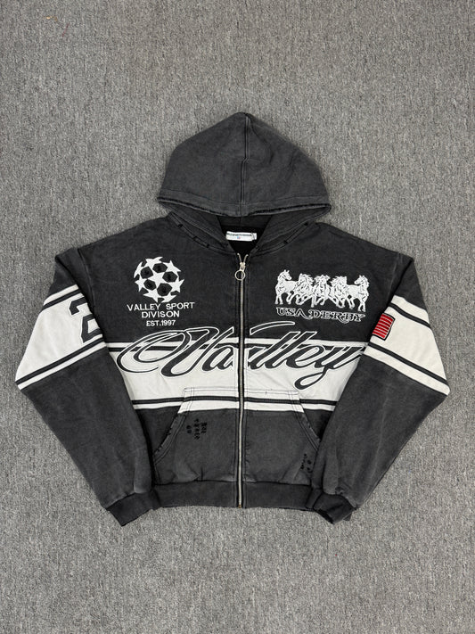 Vale Forever BLACK CURSIVE ZIP UP HOODIE