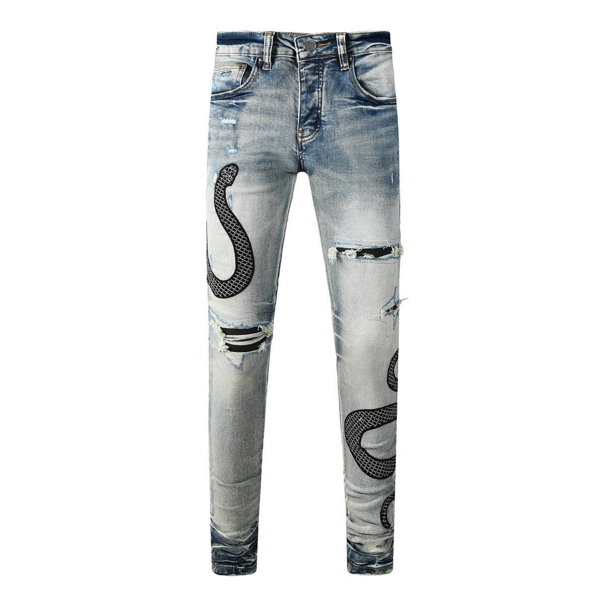 Amiri jeans light blue with back snake