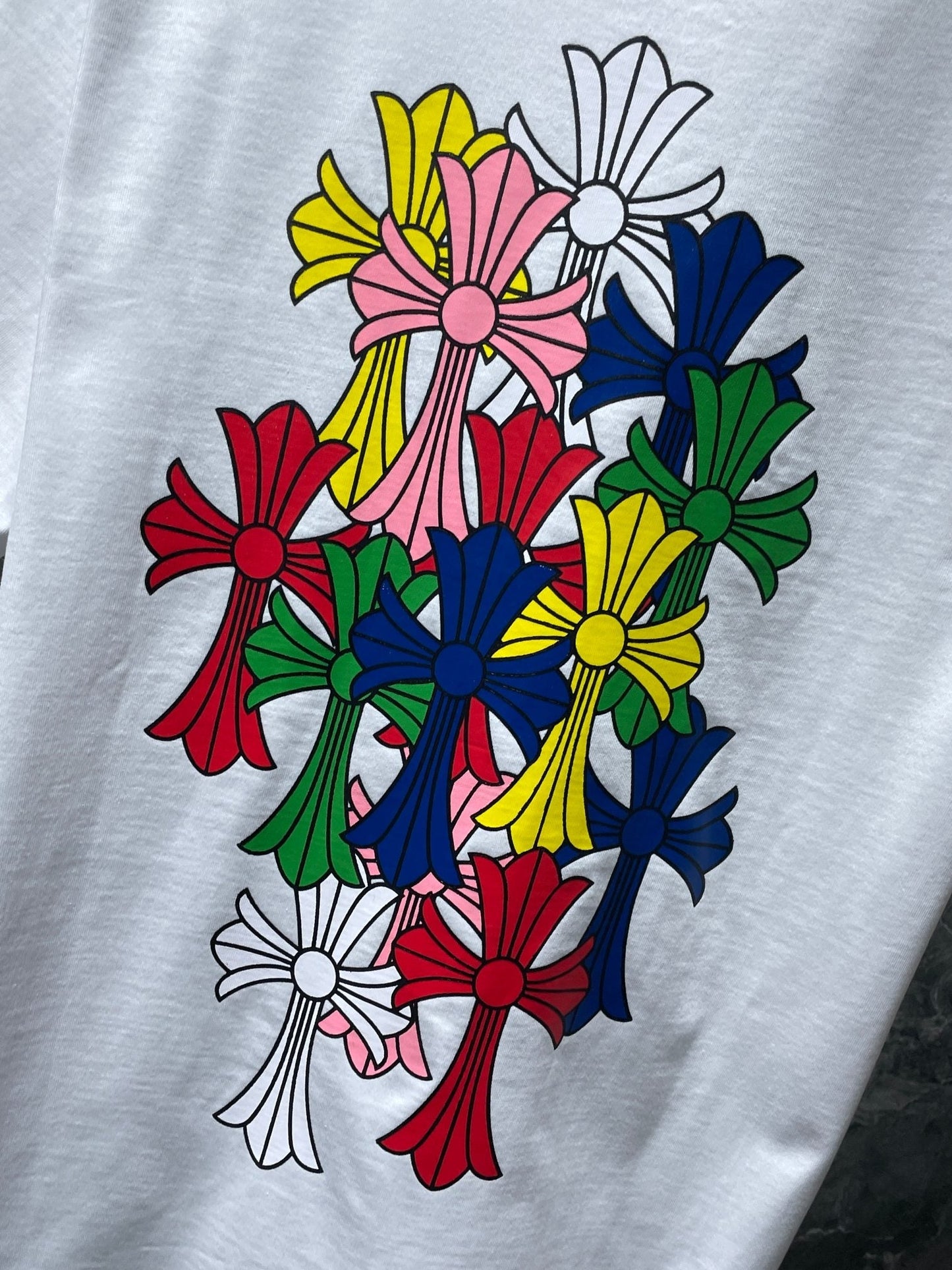 Chrome hearts tee with colorful crosses