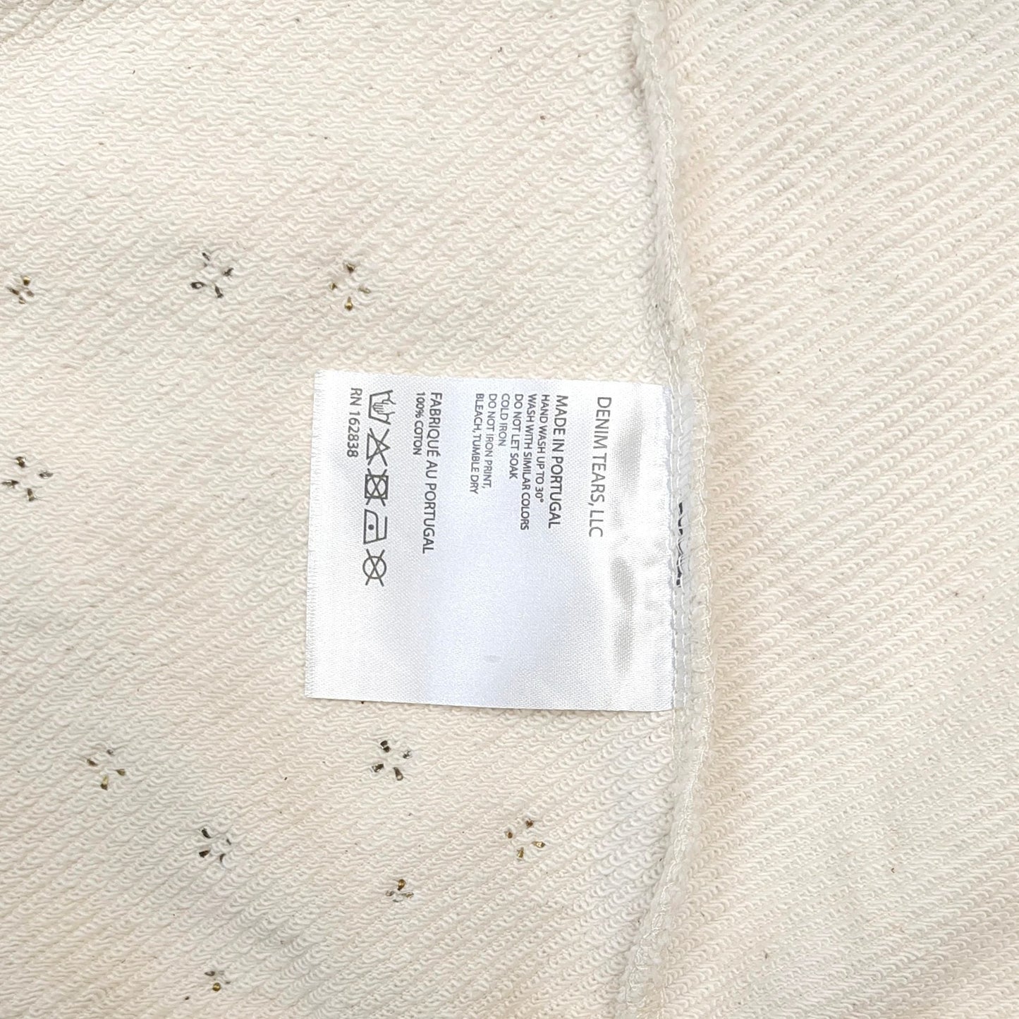 Denim Tears Rhinestone Cotton Wreath Zip Hoodie cream