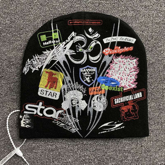 hellstar patch print beanie