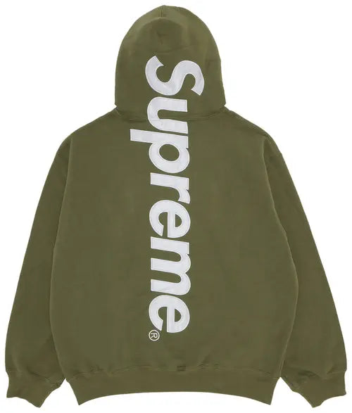 Supreme Satin Applique hoodie olive green