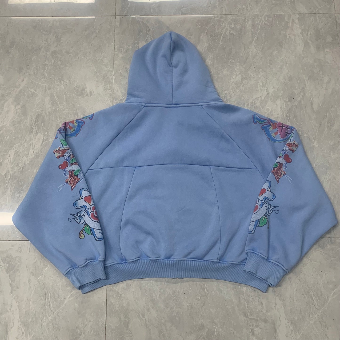 Righteous Risen King Zip Up Hoodie light blue