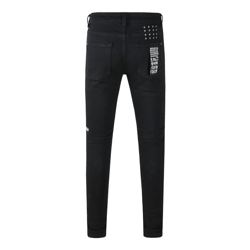 KSUBI denim black skinny jeans with writing