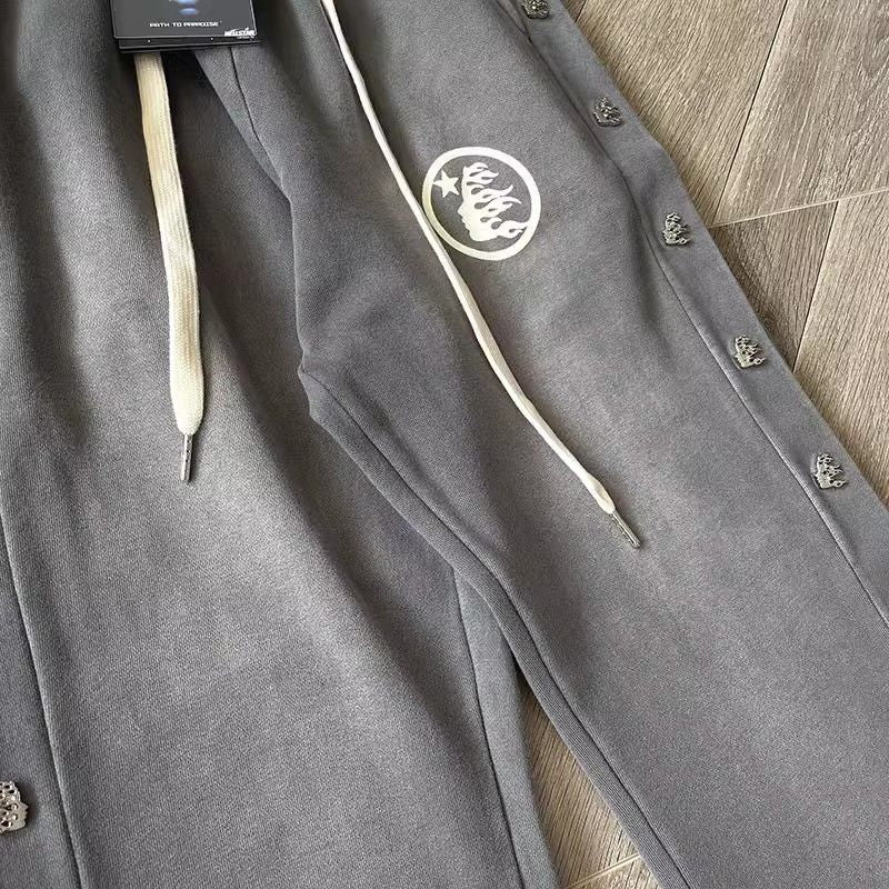 Hellstar gray  button up sweatpants
