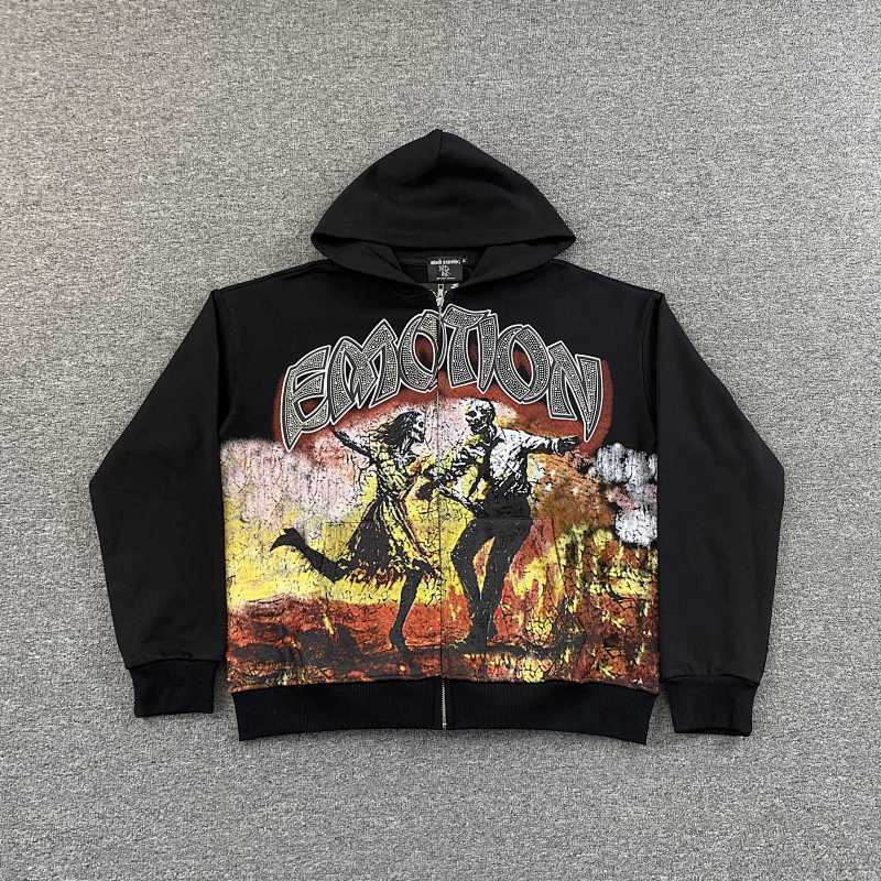 Mixed Emotions Last dance zip up hoodie black
