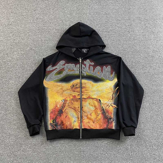 Mixed Emotions Black Rhinestone Hoodie