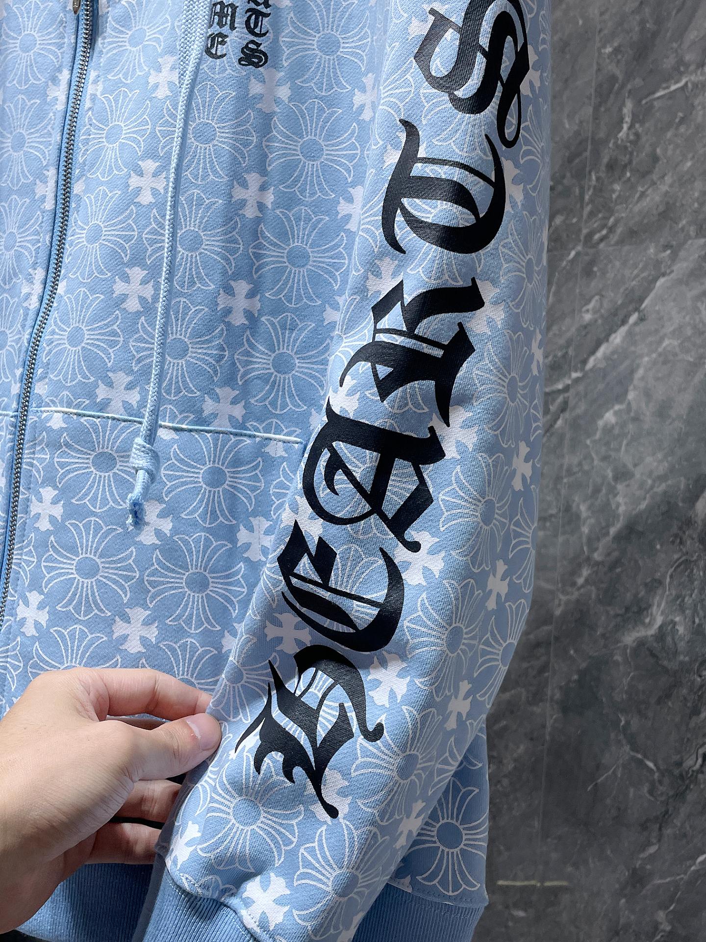 Light blue  chrome hearts zip up jacket