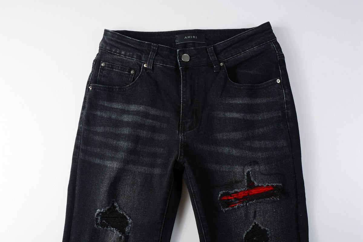 Amiri jeans black with red