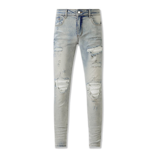 Amiri jeans light gray with diressing