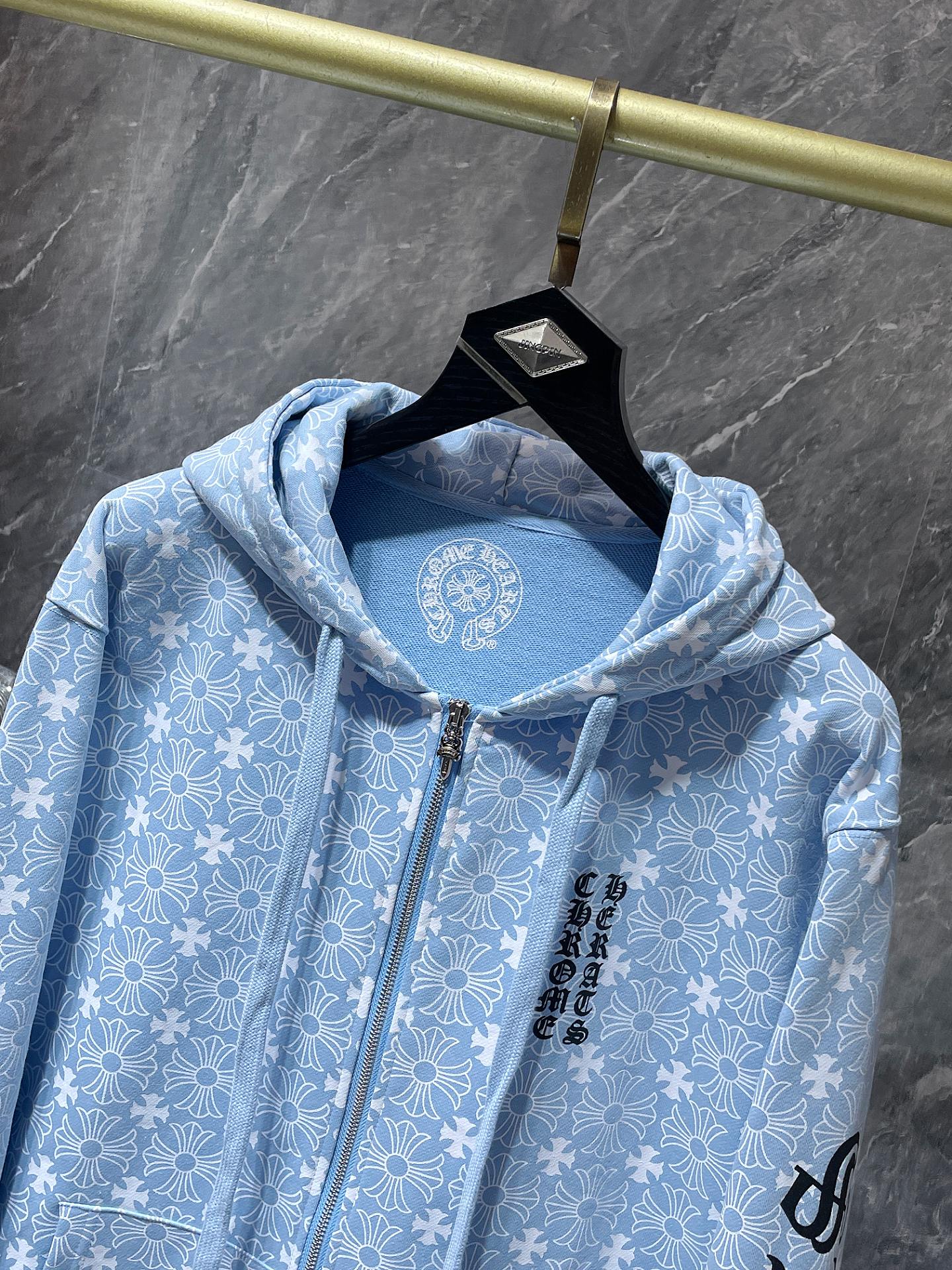 Light blue  chrome hearts zip up jacket