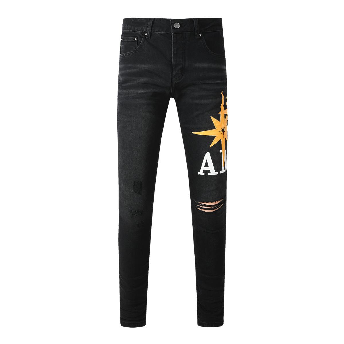 Amiri jeans black with yellow star  patch
