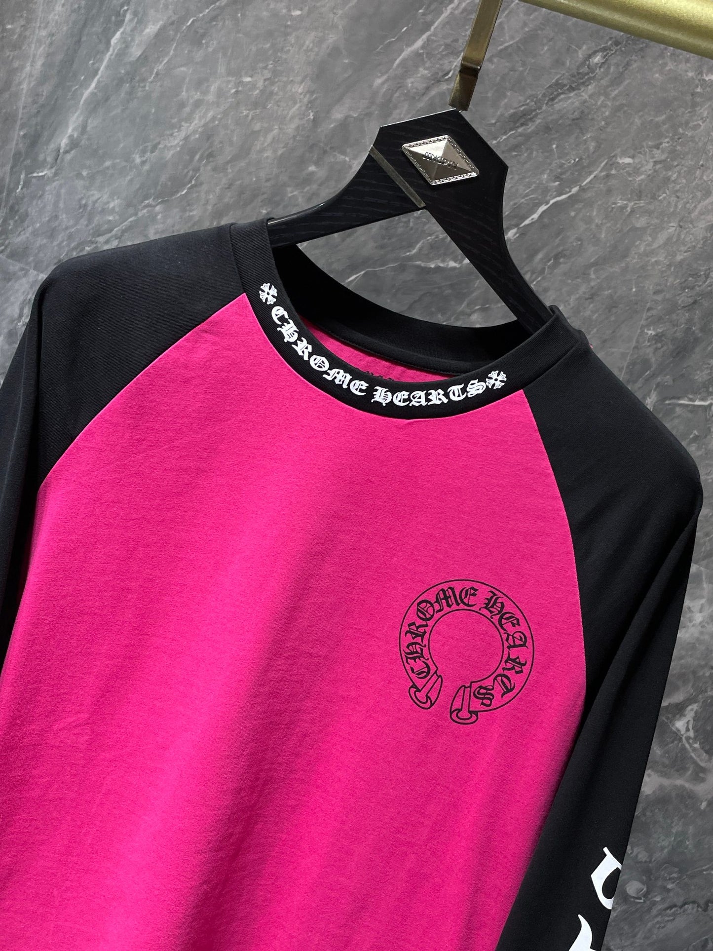Pink and black chrome hearts longsleave