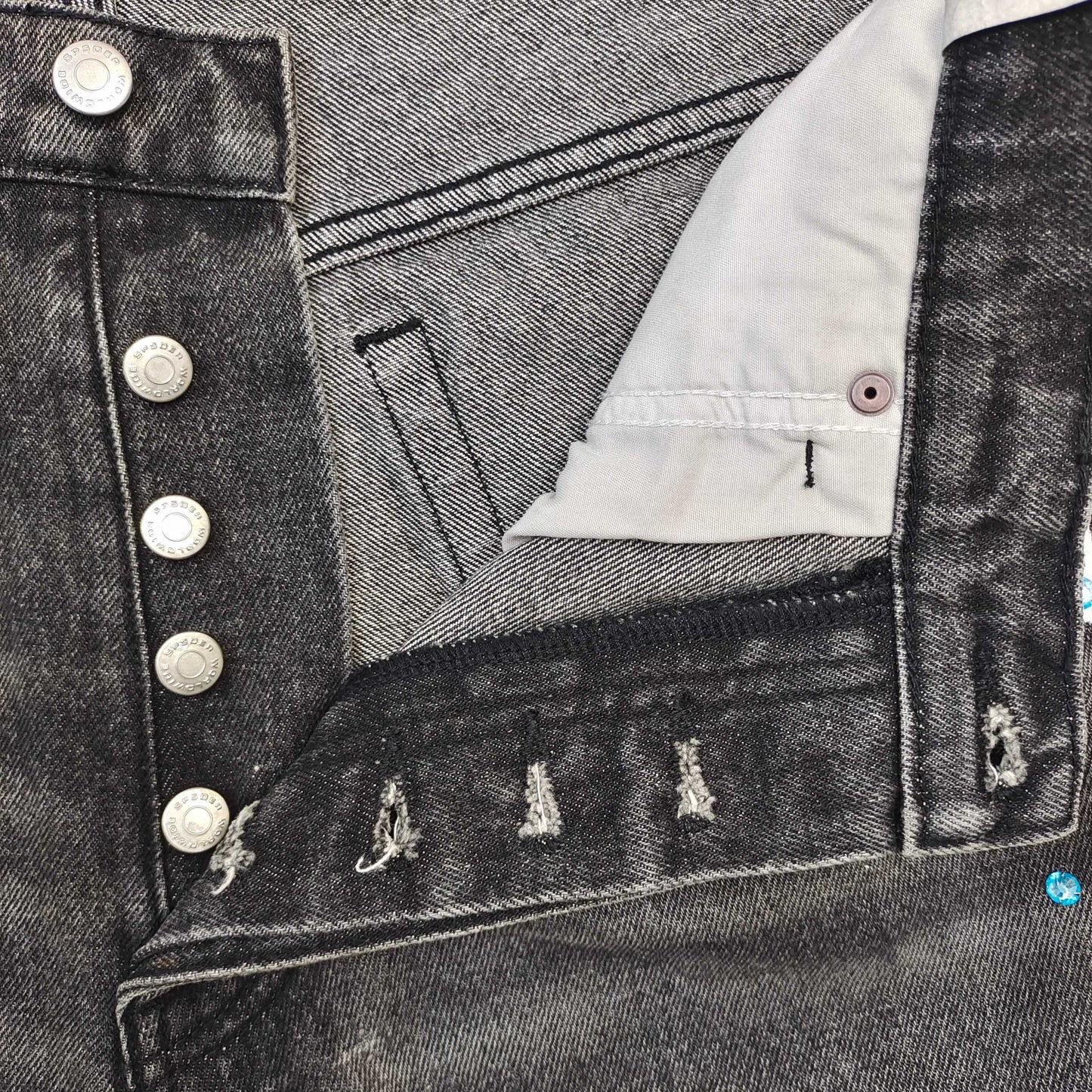 Sp5der Web Stone Denim Shorts 'Black Wash
