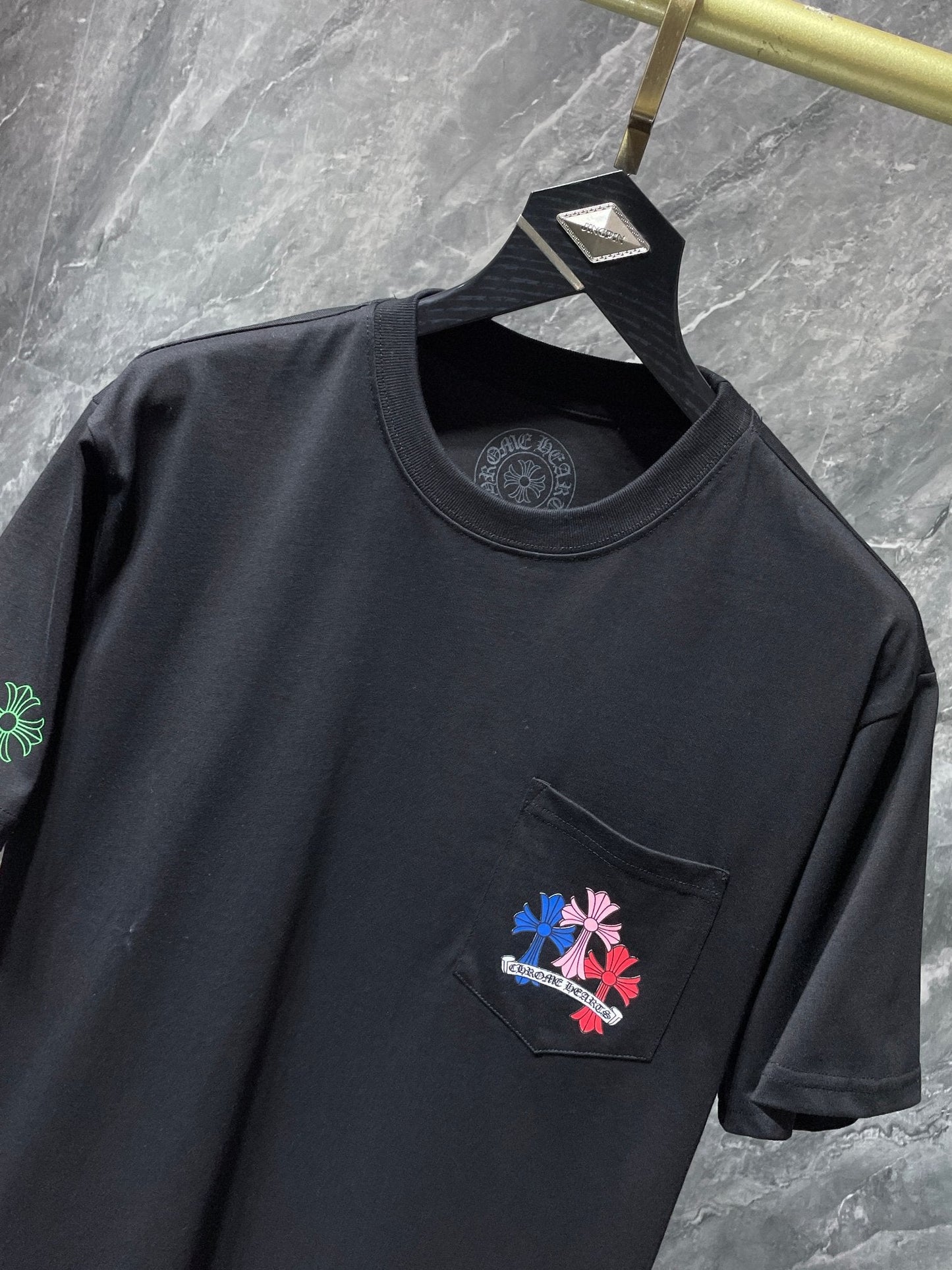 Chrome hearts tee with colorful crosses