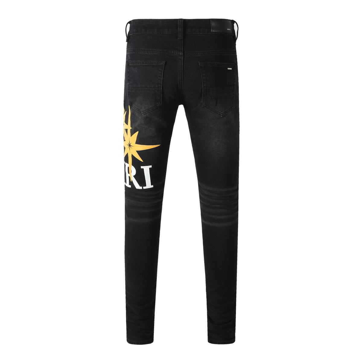 Amiri jeans black with yellow star  patch