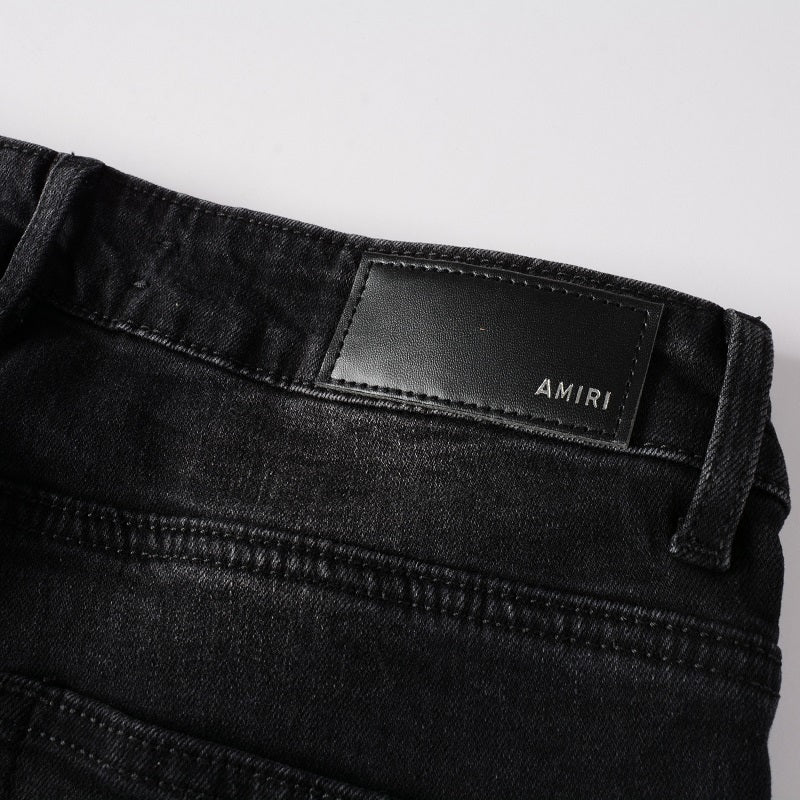 Amiri jeans 22 black with leather patch