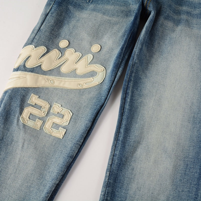 Amiri jeans beige with cream patch