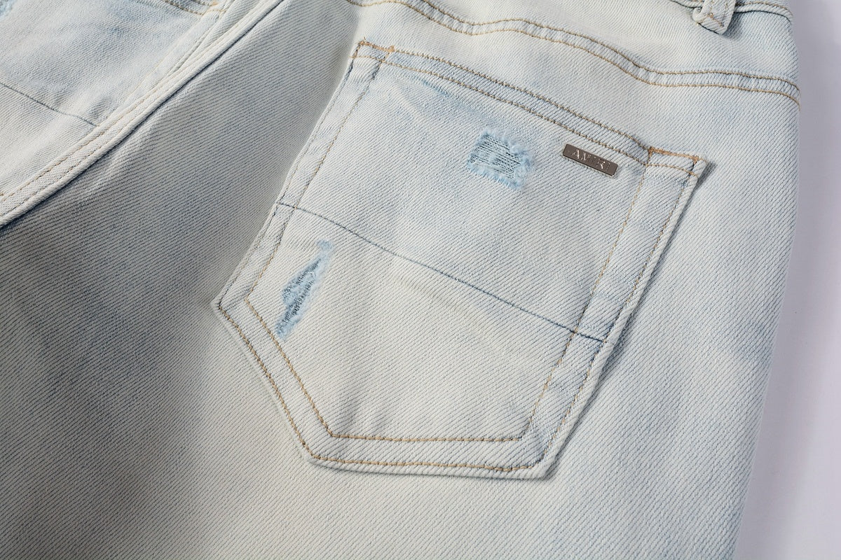 Amiri jeans light blue with rhinestones