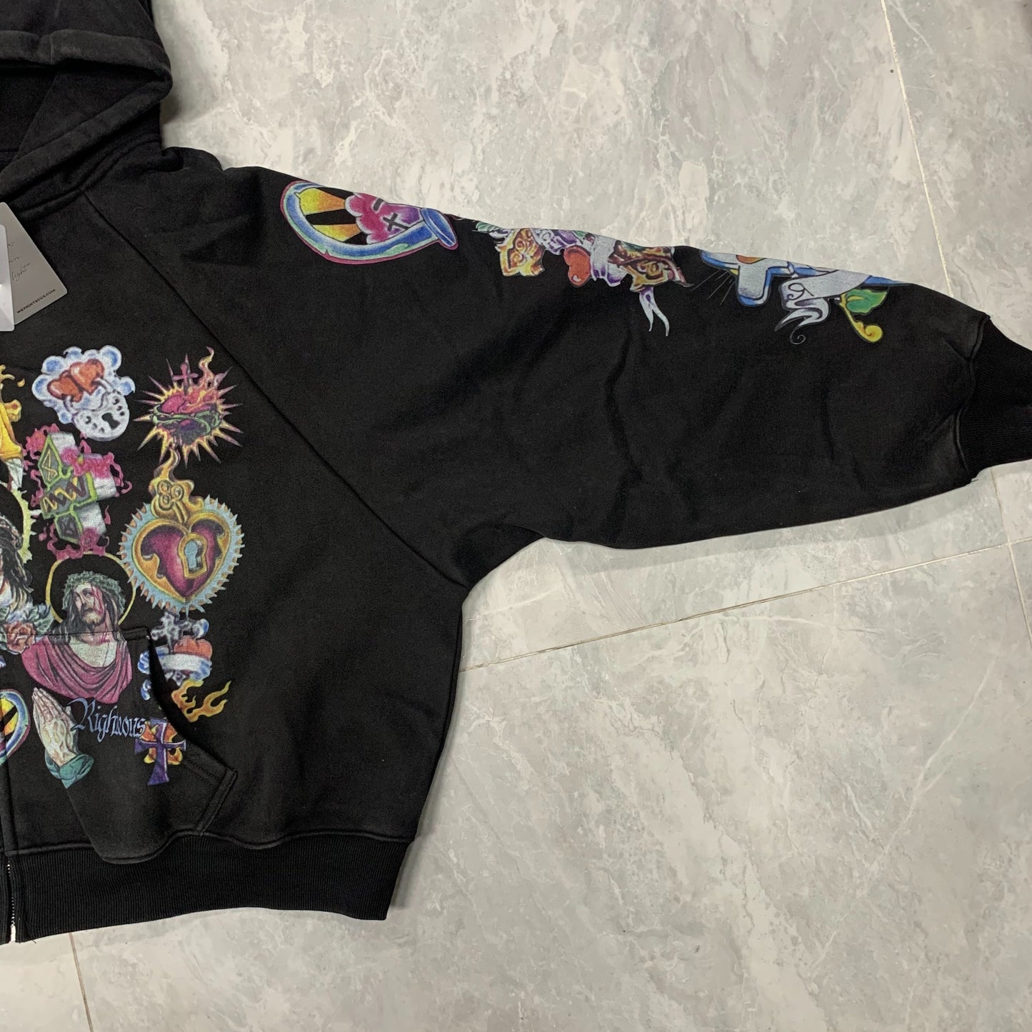 Righteous Risen King Zip Up Hoodie black
