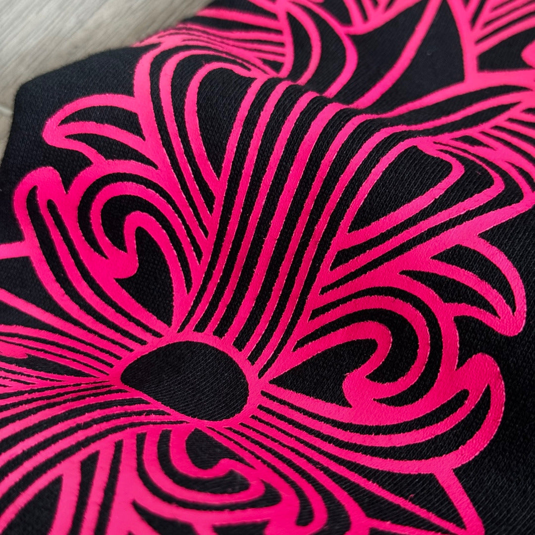 Black and pink chrome hearts sweatpants flared