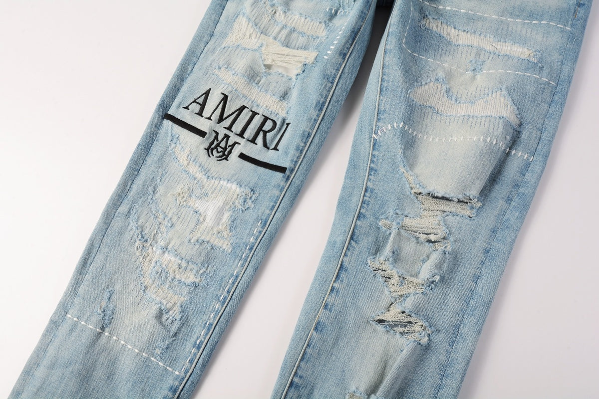 Amiri jeans light blue black amiri logo