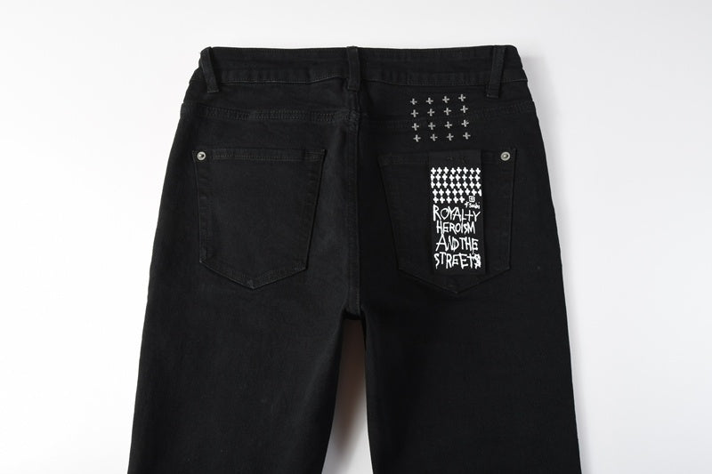 KSUBI denim black skinny jeans with writing
