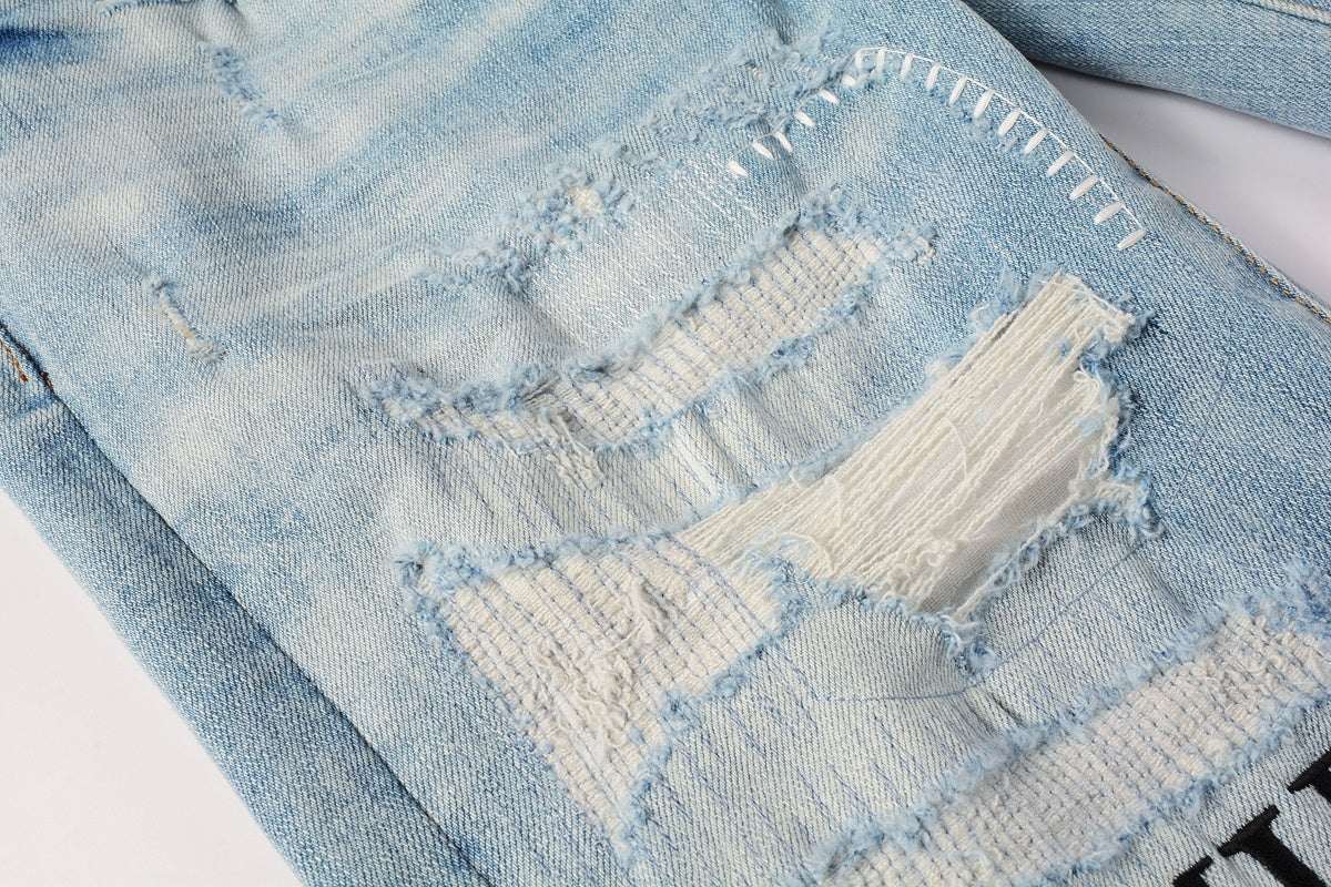 Amiri jeans light blue black amiri logo