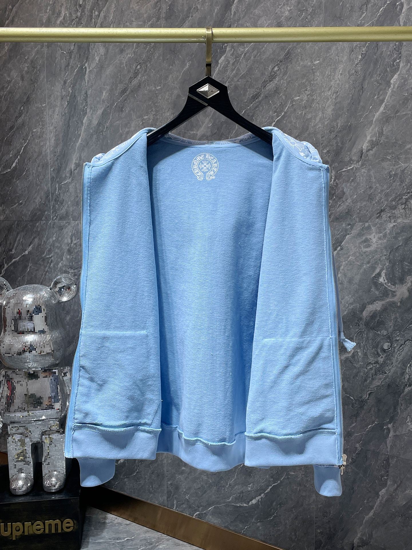 Light blue  chrome hearts zip up jacket