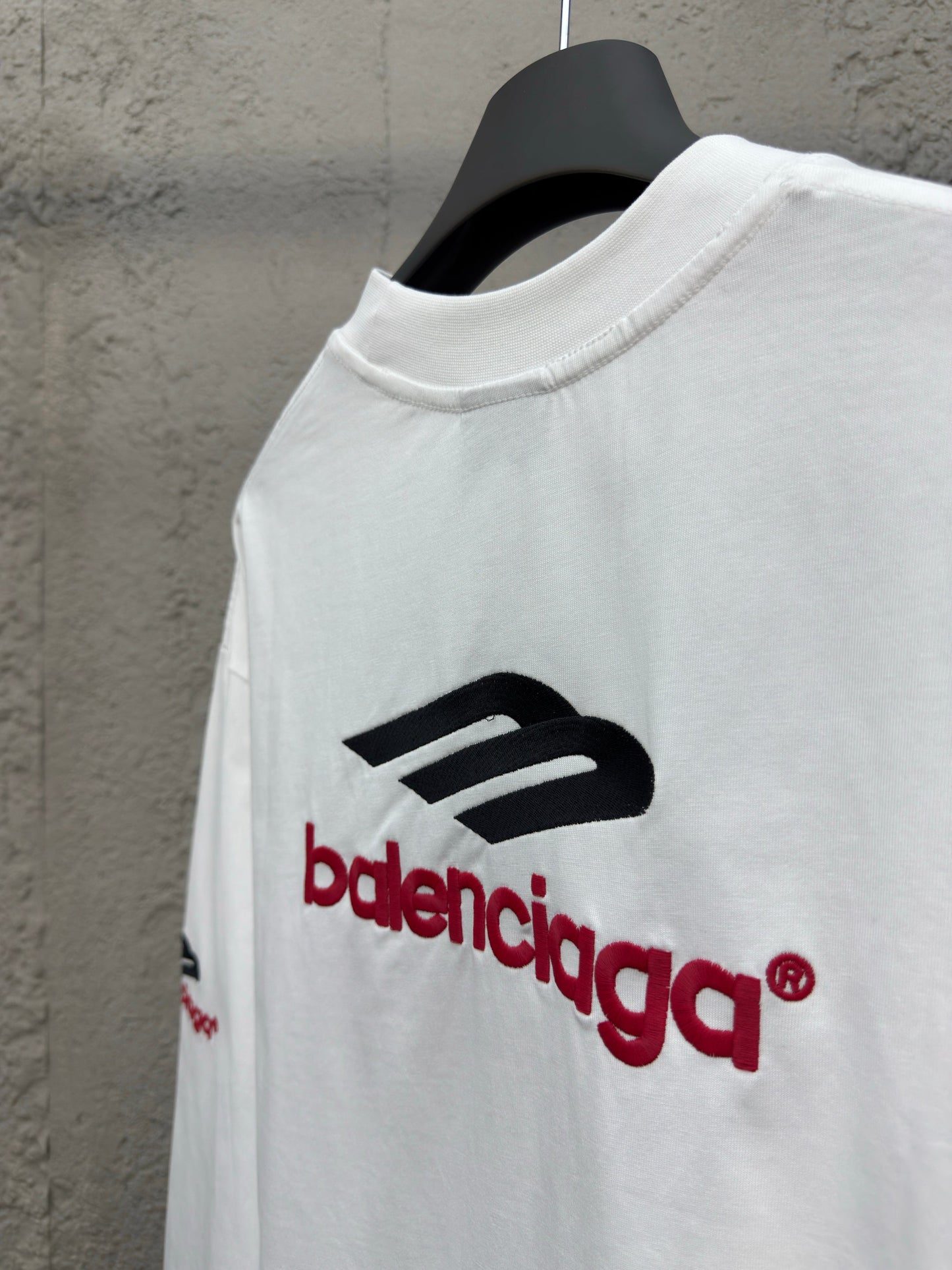 Balenciaga Letter Embroidery Long Sleeve T-Shirt White