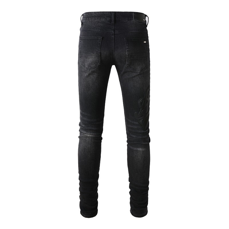 Amiri jeans 22 black with leather patch
