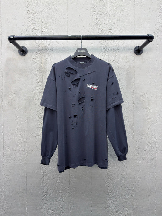 Balenciaga Political Campaign Long-Sleeve Layered T-Shirt 'Black