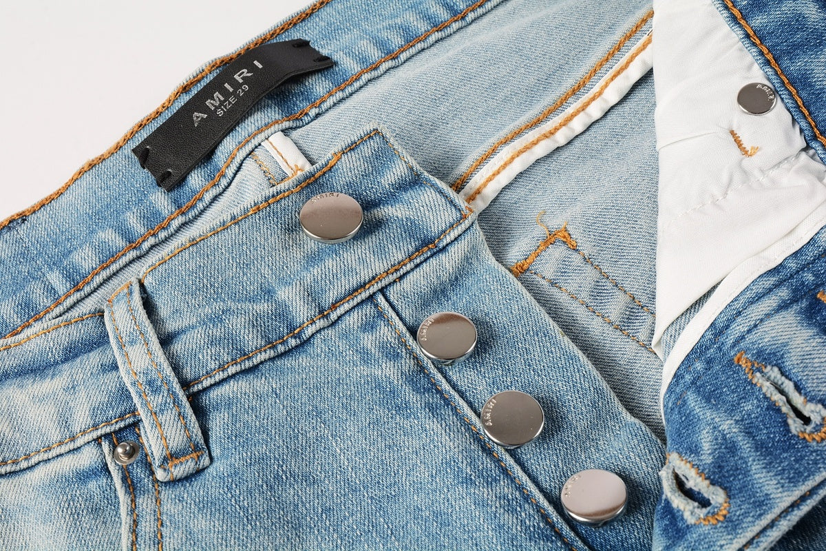Amiri jeans light blue black amiri logo