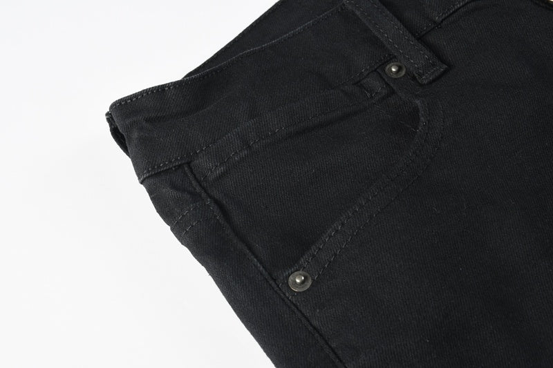 KSUBI denim black distressed skinny jeans red embroidered writing