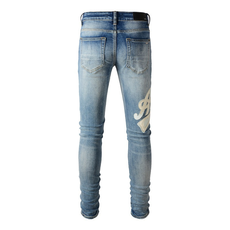 Amiri jeans beige with cream patch