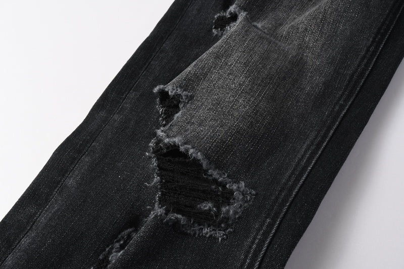 KSUBI denim black distressed skinny jeans red embroidered/screen print  writing