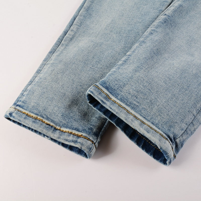 Amiri jeans blue denim with pink amiri patch