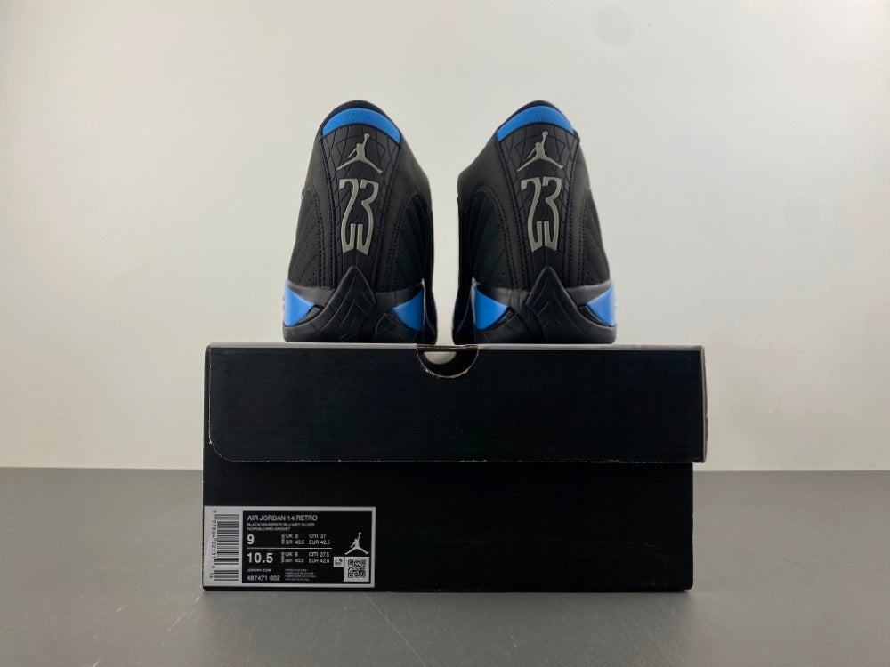Air Jordan 14 Retro Black and University Blue