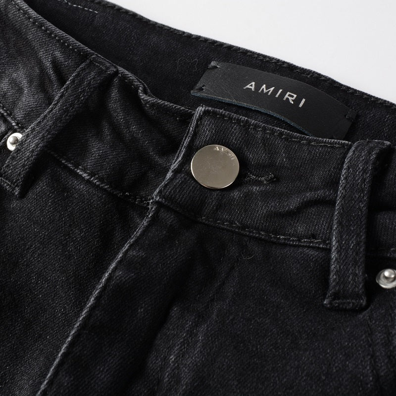Amiri jeans 22 black with leather patch