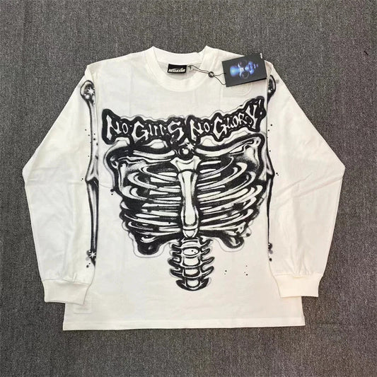 Hellstar Studios AirBrushed Bones White Longsleeve